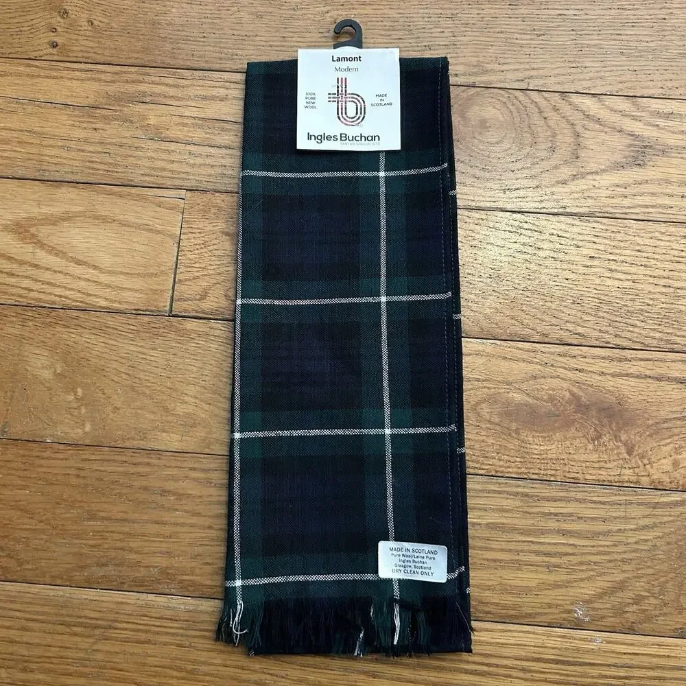 NEW Lamont Ingles Buchan 100% Pure New Wool Modern Plaid Tartan Scarf